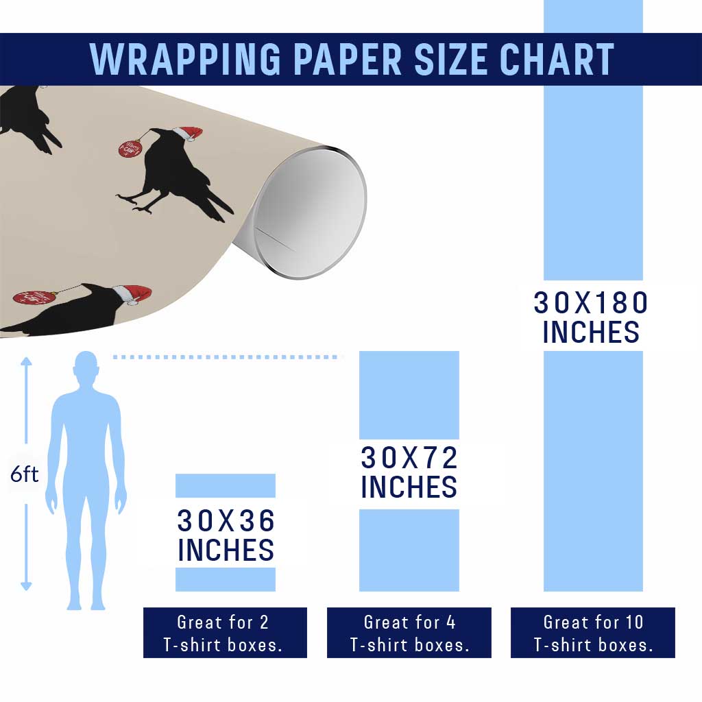 Christmas F Caw F Wrapping Paper Roll Funny Black Crow Merry Xmas - Wonder Print Shop