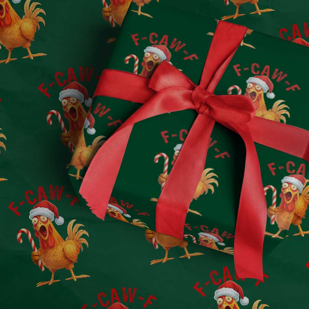 Christmas F Caw F Wrapping Paper Roll Funny Chicken Meme - Wonder Print Shop