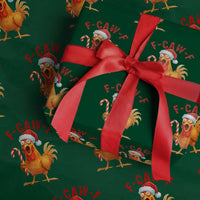 Christmas F Caw F Wrapping Paper Roll Funny Chicken Meme - Wonder Print Shop