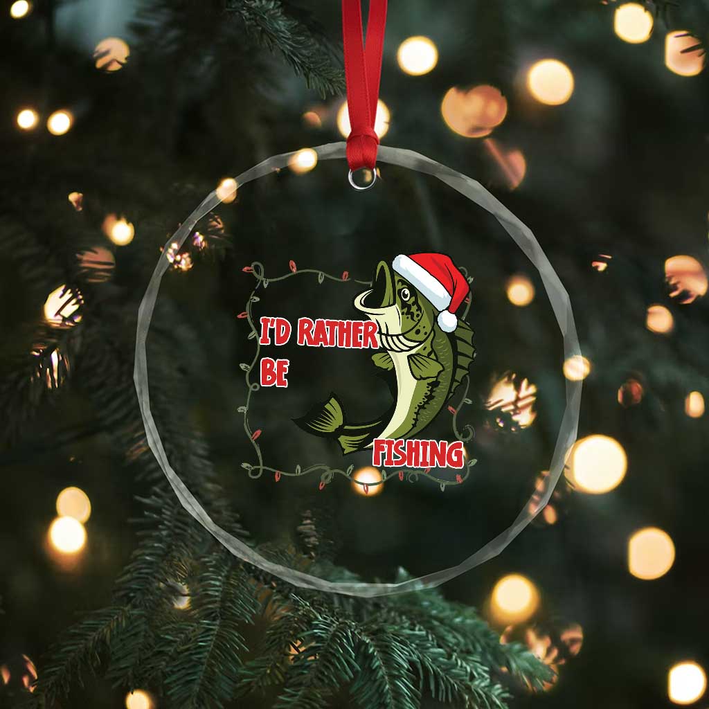 Christmas Fisherman Holiday Gift Crystal Glass Ornament Id Rather Be Fishing TS12