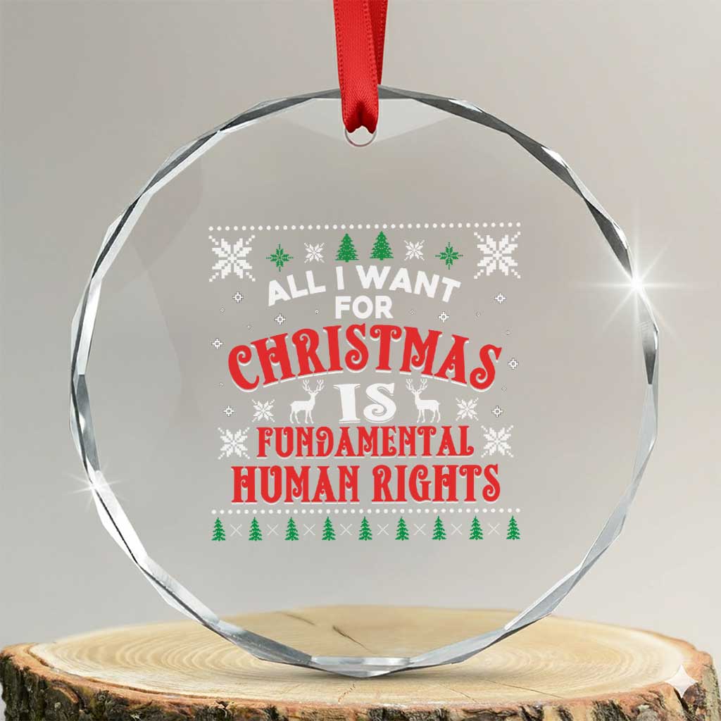 Christmas Gift For Fundamental Human Rights Supporters Crystal Glass Ornament - Wonder Print Shop