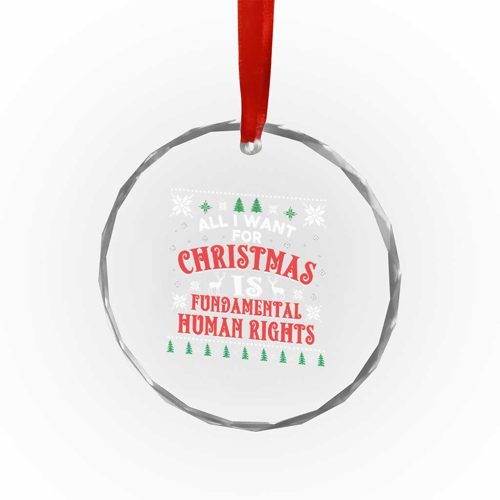 Christmas Gift For Fundamental Human Rights Supporters Crystal Glass Ornament - Wonder Print Shop