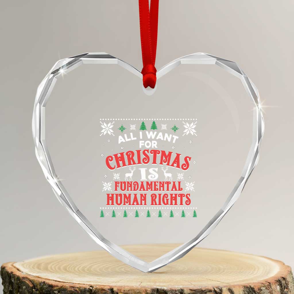 Christmas Gift For Fundamental Human Rights Supporters Heart Crystal Glass Ornament - Wonder Print Shop