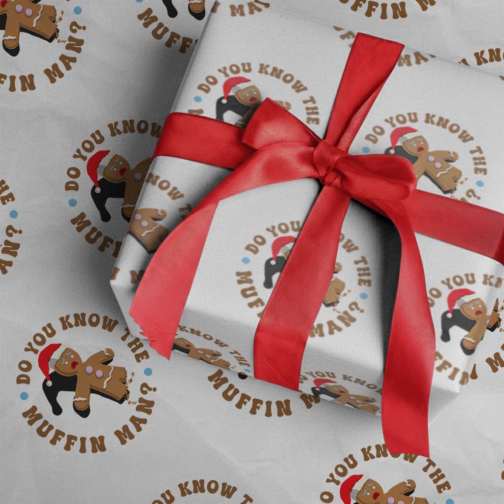 Christmas Gingerbread Wrapping Paper Roll Funny Do You Know The Muffin Man - Wonder Print Shop