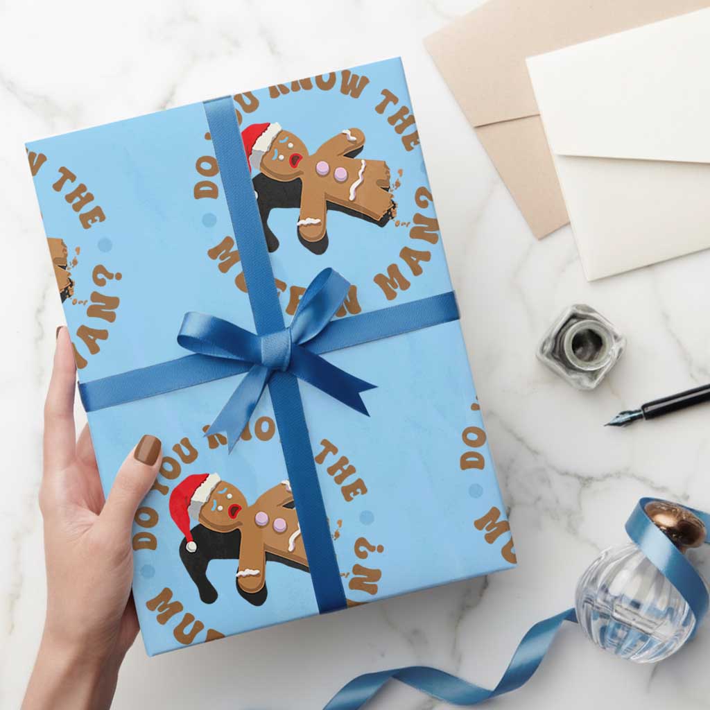 Christmas Gingerbread Wrapping Paper Roll Funny Do You Know The Muffin Man - Wonder Print Shop
