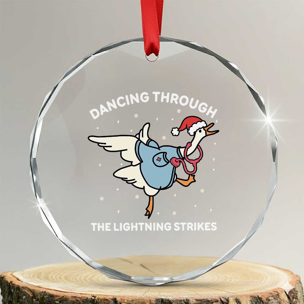 Christmas Goose Nurse Crystal Glass Ornament Dancing Through The Lightning Strikes - Wonder Print Shop