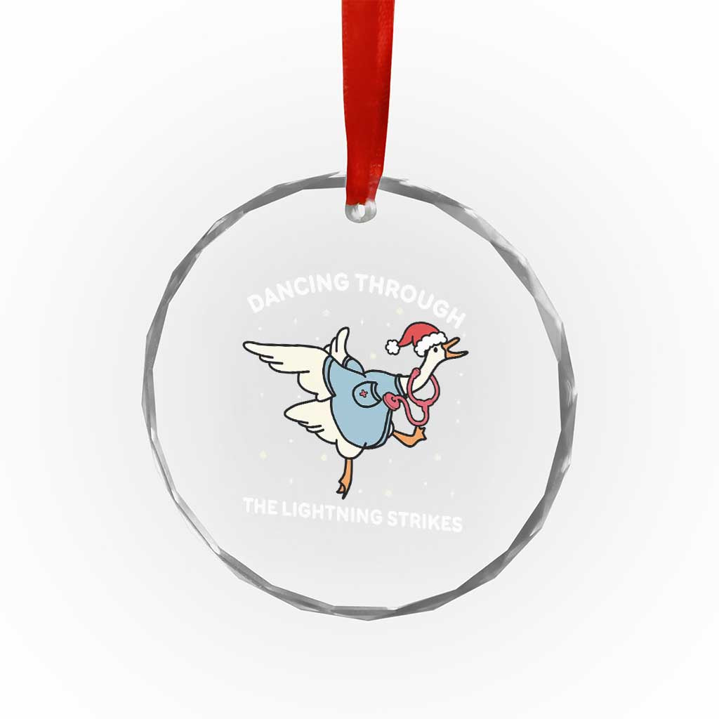 Christmas Goose Nurse Crystal Glass Ornament Dancing Through The Lightning Strikes - Wonder Print Shop