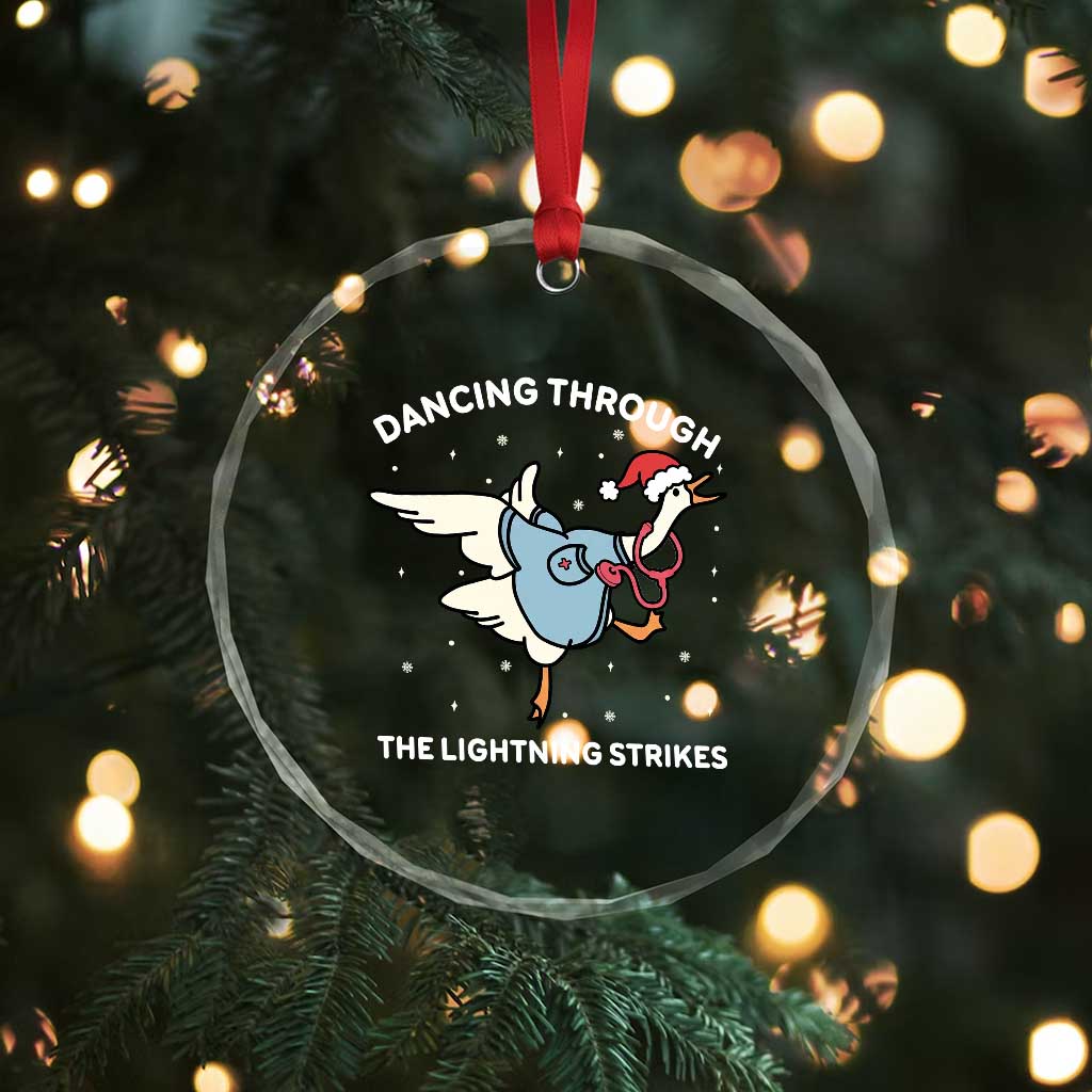 Christmas Goose Nurse Crystal Glass Ornament Dancing Through The Lightning Strikes - Wonder Print Shop