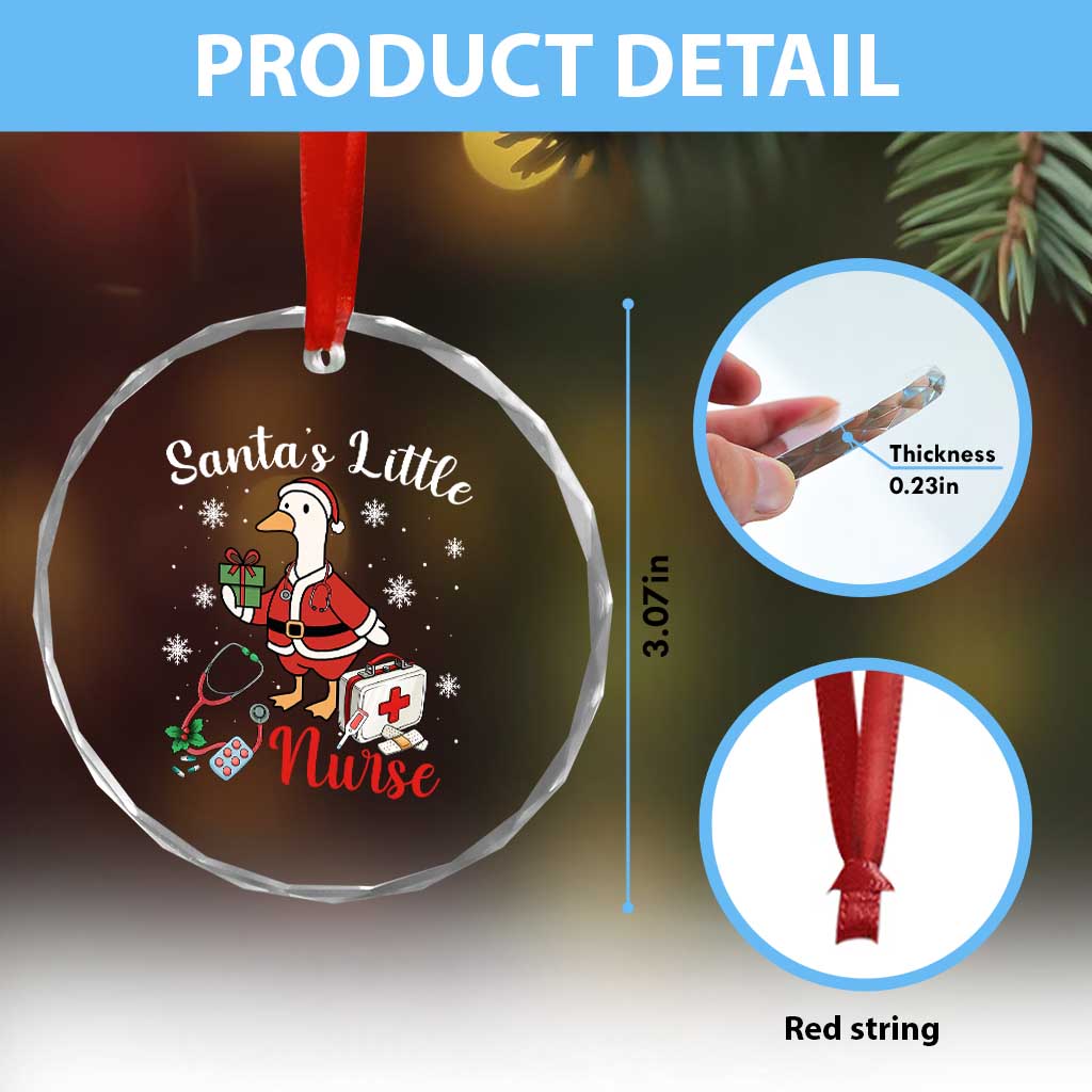 Christmas Goose Nurse Crystal Glass Ornament Santa Little Nurse - Wonder Print Shop