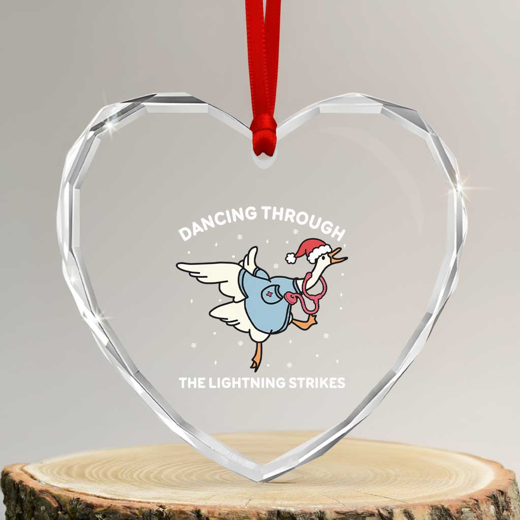 Christmas Goose Nurse Heart Crystal Glass Ornament Dancing Through The Lightning Strikes - Wonder Print Shop