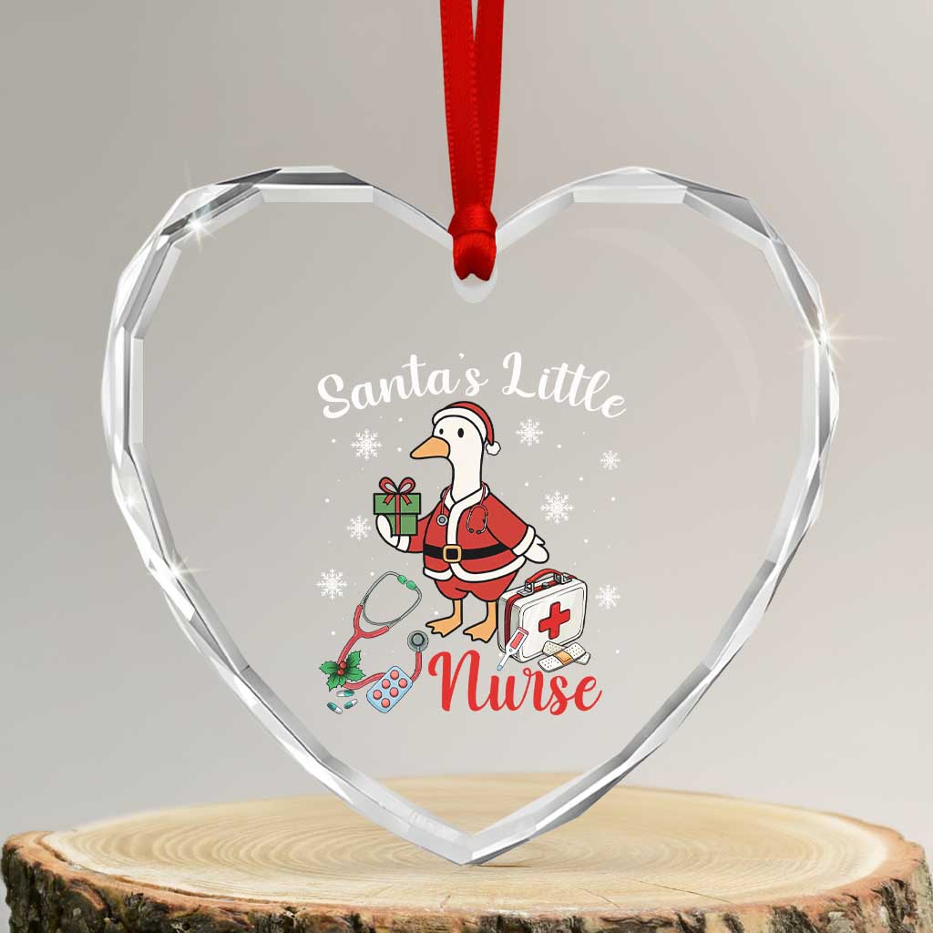 Christmas Goose Nurse Heart Crystal Glass Ornament Santa Little Nurse - Wonder Print Shop