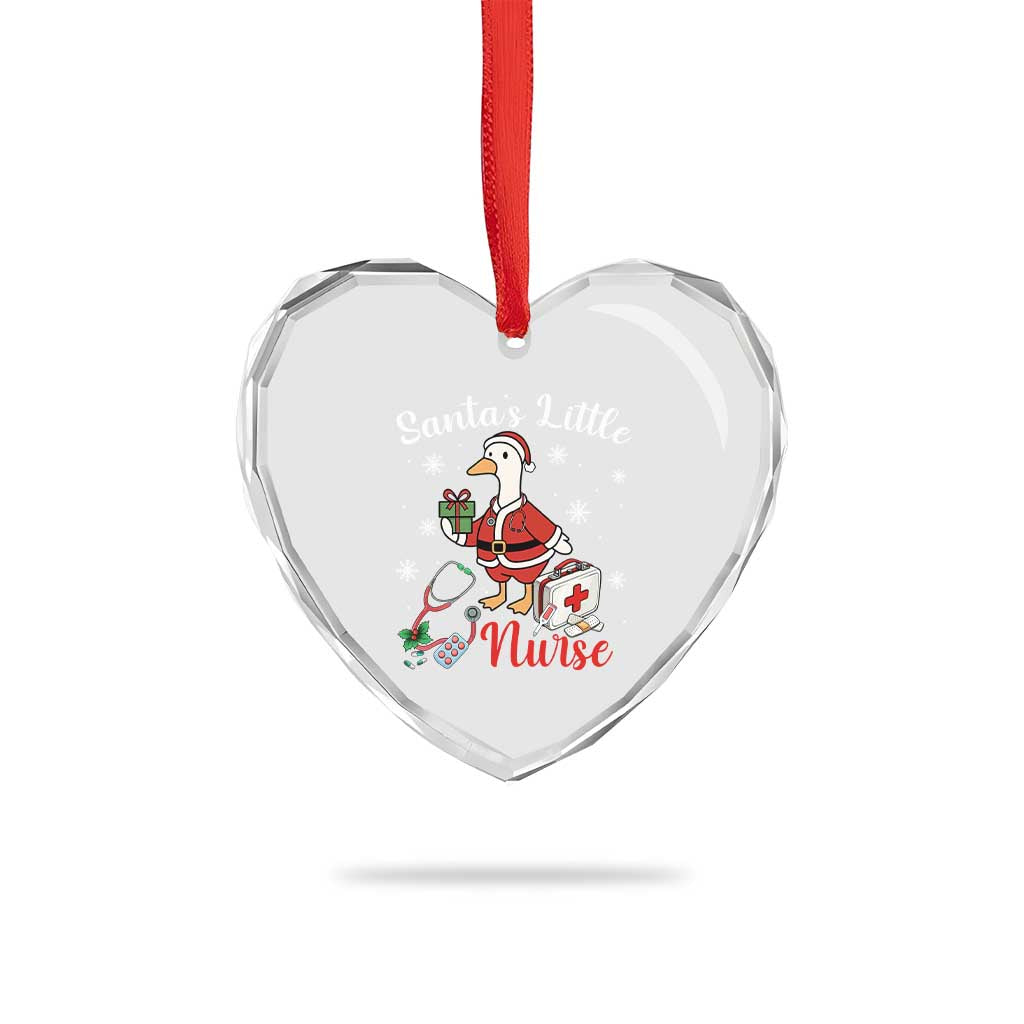Christmas Goose Nurse Heart Crystal Glass Ornament Santa Little Nurse - Wonder Print Shop