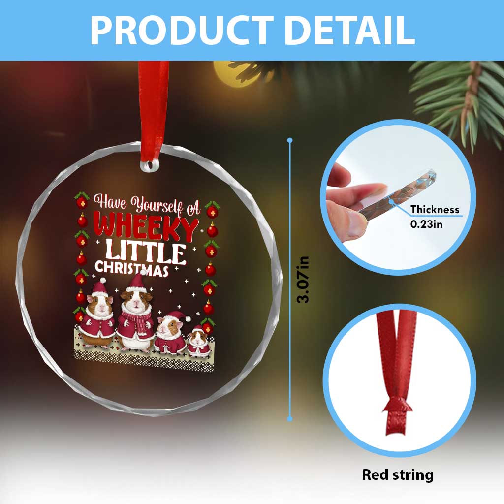 Christmas Guinea Pig Lover Crystal Glass Ornament Have Yourself A Wheeky Little - Wonder Print Shop