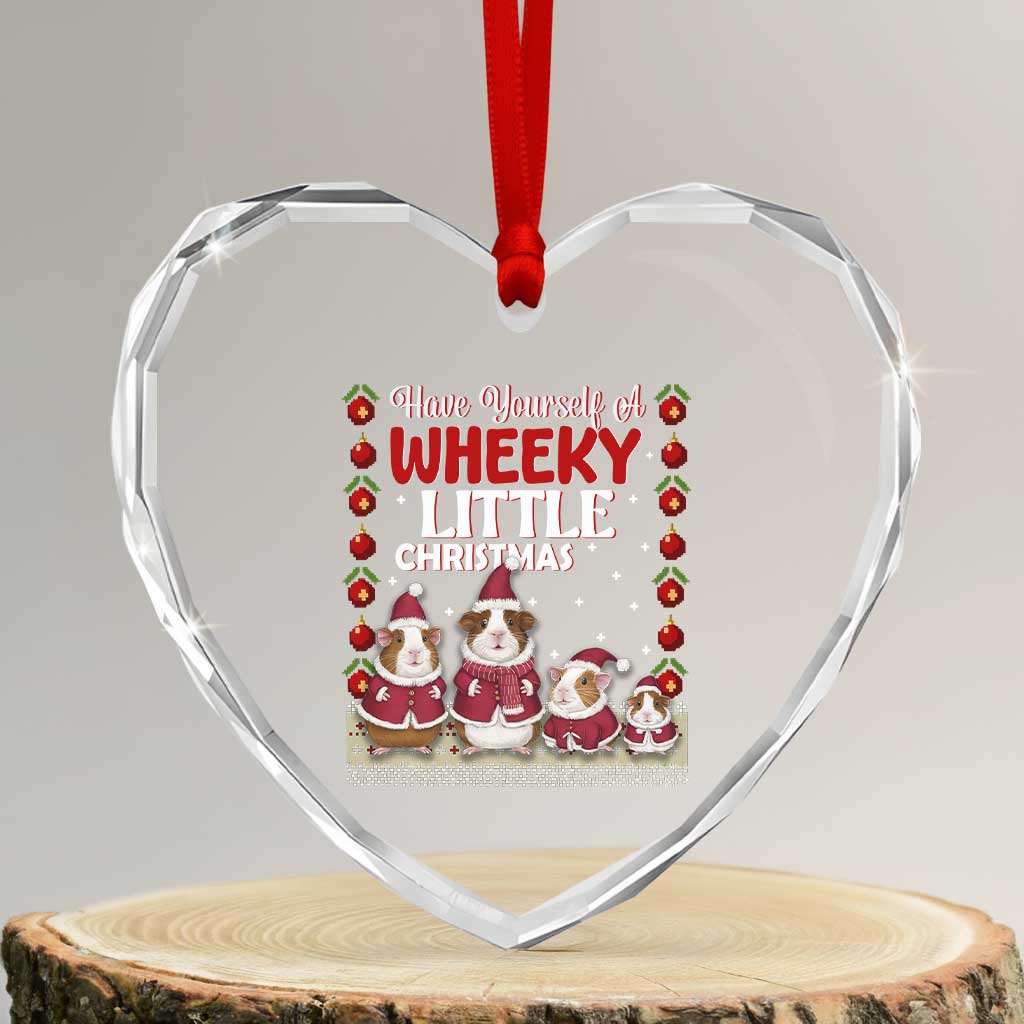 Christmas Guinea Pig Lover Heart Crystal Glass Ornament Have Yourself A Wheeky Little - Wonder Print Shop