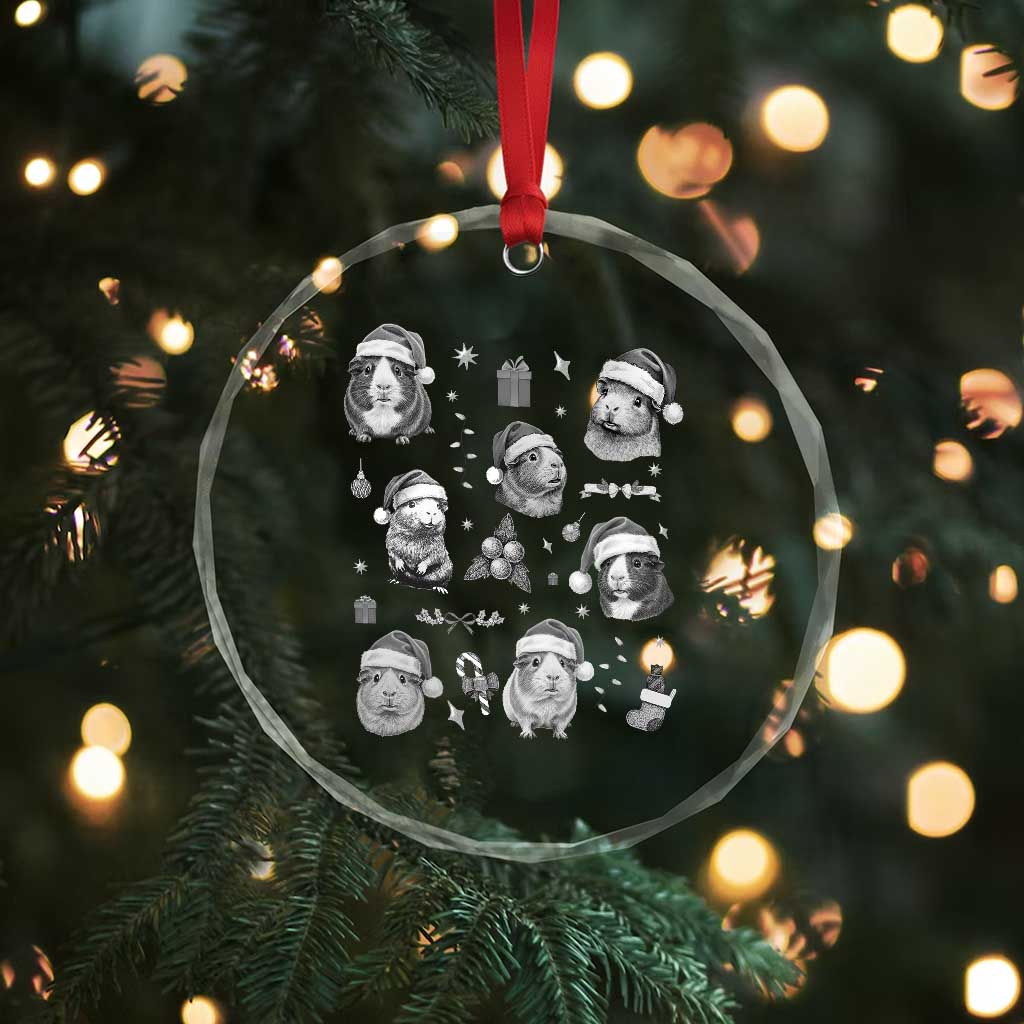 Christmas Guinea Pigs Crystal Glass Ornament Funny Cavy Lover Holiday Gift - Wonder Print Shop