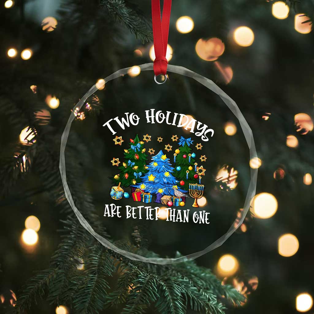Christmas Hanukkah Crystal Glass Ornament Two Holidays Are Better Than One Christmukkah Tree - Wonder Print Shop