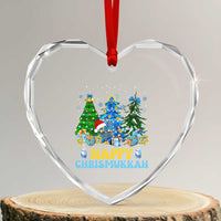 Christmas Hanukkah Heart Crystal Glass Ornament Merry Christmukkah Jewish Christmas Trees Chanukah - Wonder Print Shop