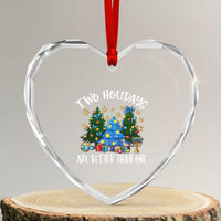 Christmas Hanukkah Heart Crystal Glass Ornament Two Holidays Are Better Than One Christmukkah Tree - Wonder Print Shop