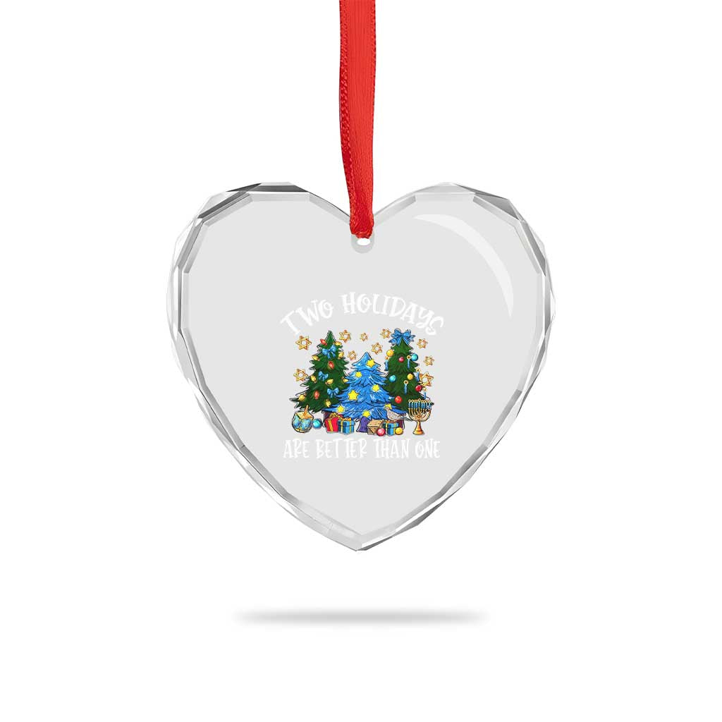 Christmas Hanukkah Heart Crystal Glass Ornament Two Holidays Are Better Than One Christmukkah Tree - Wonder Print Shop