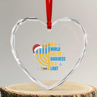 Christmas Hanukkah Interfaith Family Gift Heart Crystal Glass Ornament In A World Full Of Darkness Be A Light - Wonder Print Shop
