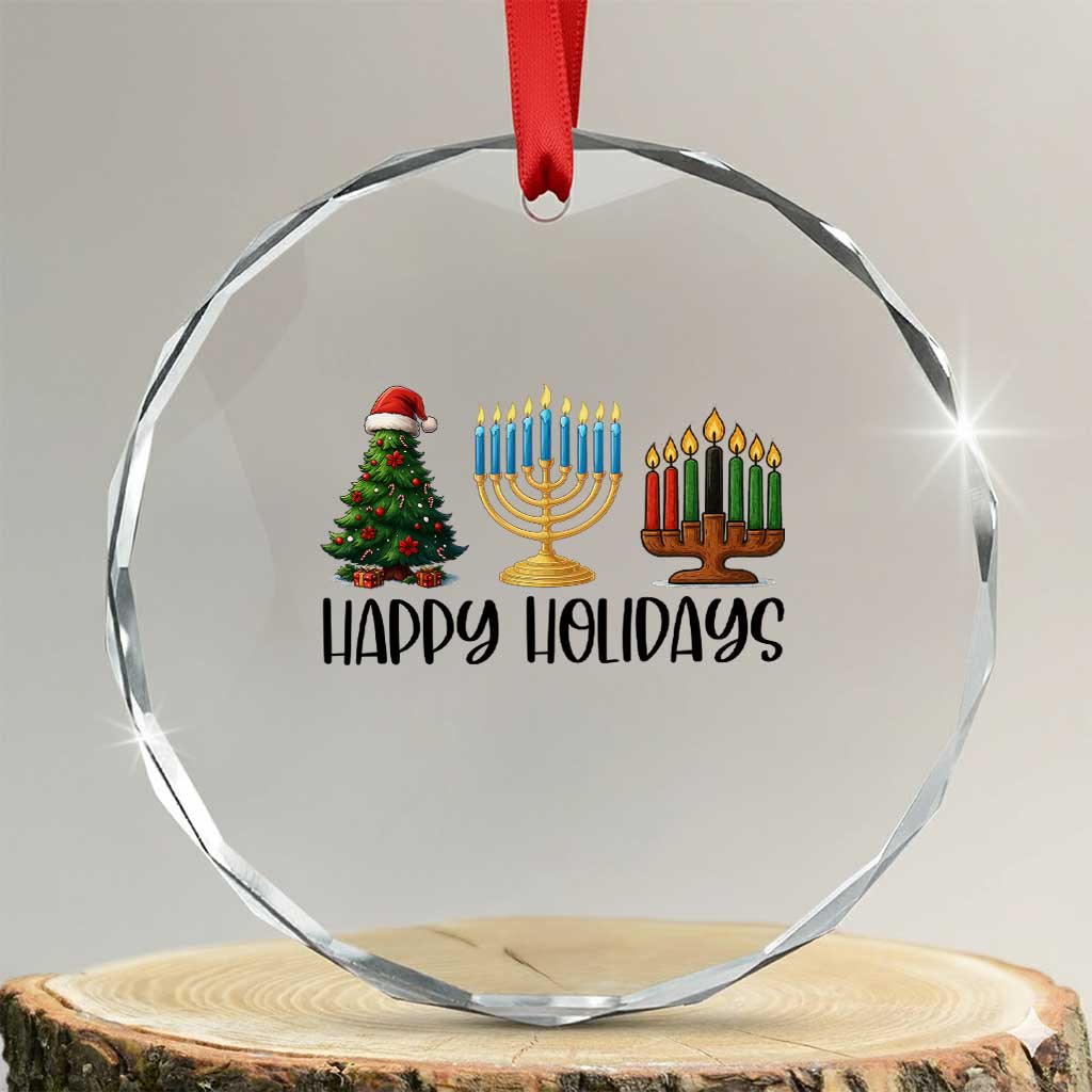Christmas Hanukkah Kwanzaa Celebration Gift Crystal Glass Ornament Happy Holidays - Wonder Print Shop