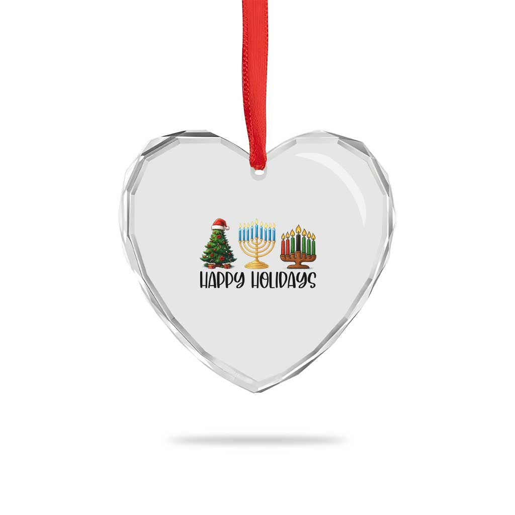 Christmas Hanukkah Kwanzaa Celebration Gift Heart Crystal Glass Ornament Happy Holidays - Wonder Print Shop