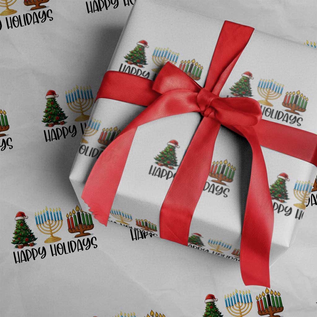 Christmas Hanukkah Kwanzaa Celebration Gift Wrapping Paper Roll Happy Holidays - Wonder Print Shop
