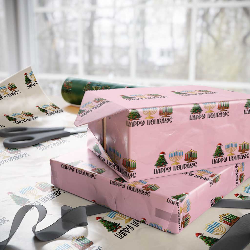 Christmas Hanukkah Kwanzaa Celebration Gift Wrapping Paper Roll Happy Holidays - Wonder Print Shop