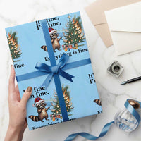 Christmas Hanukkah Racoon Wrapping Paper Roll Funny Its Fine I Am Fine Everything Is Fine - Wonder Print Shop