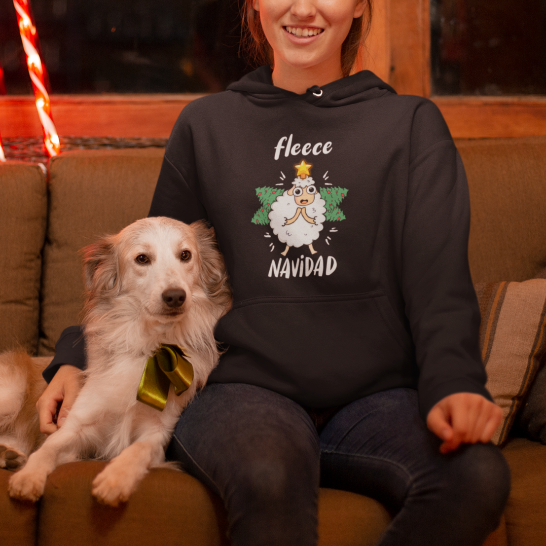 Fleece Navidad Cute Sheep Christmas Lights Hoodie - Wonder Print Shop
