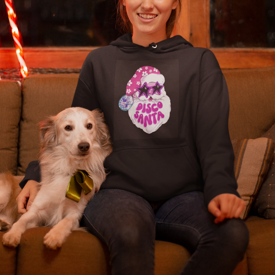 Funny Pink Santa Retro Groovy Funky Disco Christmas Cool Sunglass Hoodie - Wonder Print Shop