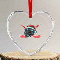 Christmas Ice Hockey Helmet Santa Heart Crystal Glass Ornament Funny Xmas Gift - Wonder Print Shop