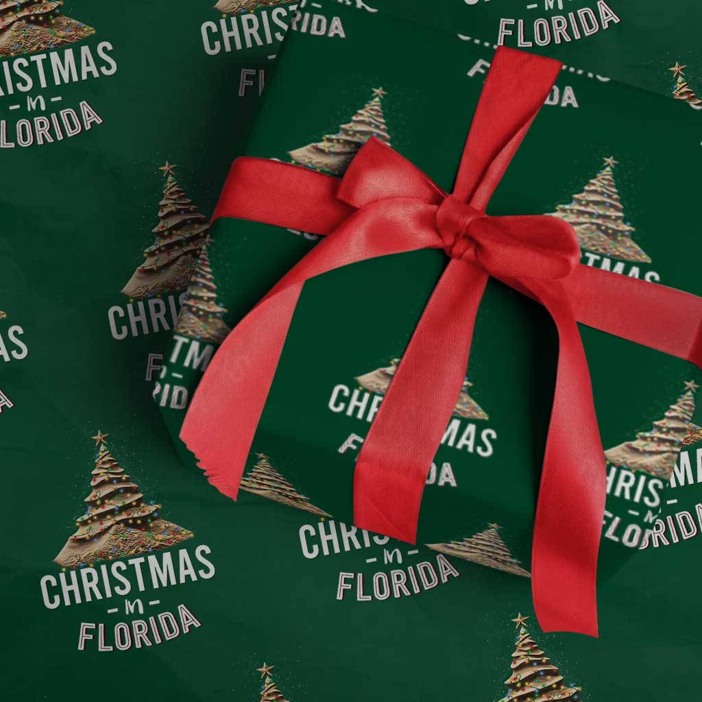 Christmas In Florida Wrapping Paper Roll Sand Xmas Tree Lights Family Vacation