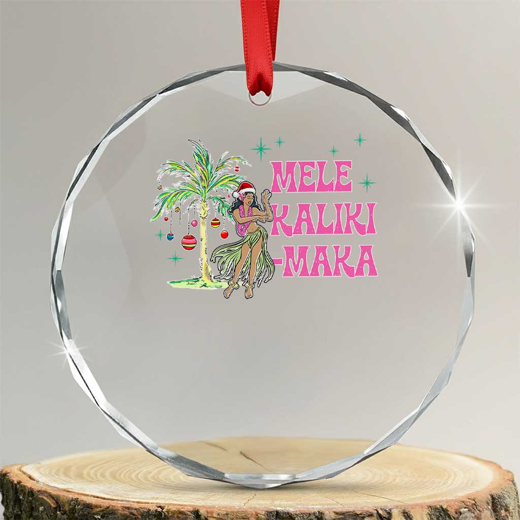 Christmas In Hawaii Crystal Glass Ornament Mele Kalikimaka Hula Girls Palm Tree - Wonder Print Shop