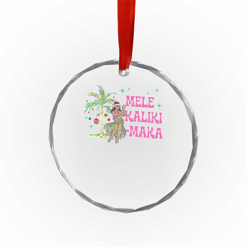 Christmas In Hawaii Crystal Glass Ornament Mele Kalikimaka Hula Girls Palm Tree - Wonder Print Shop
