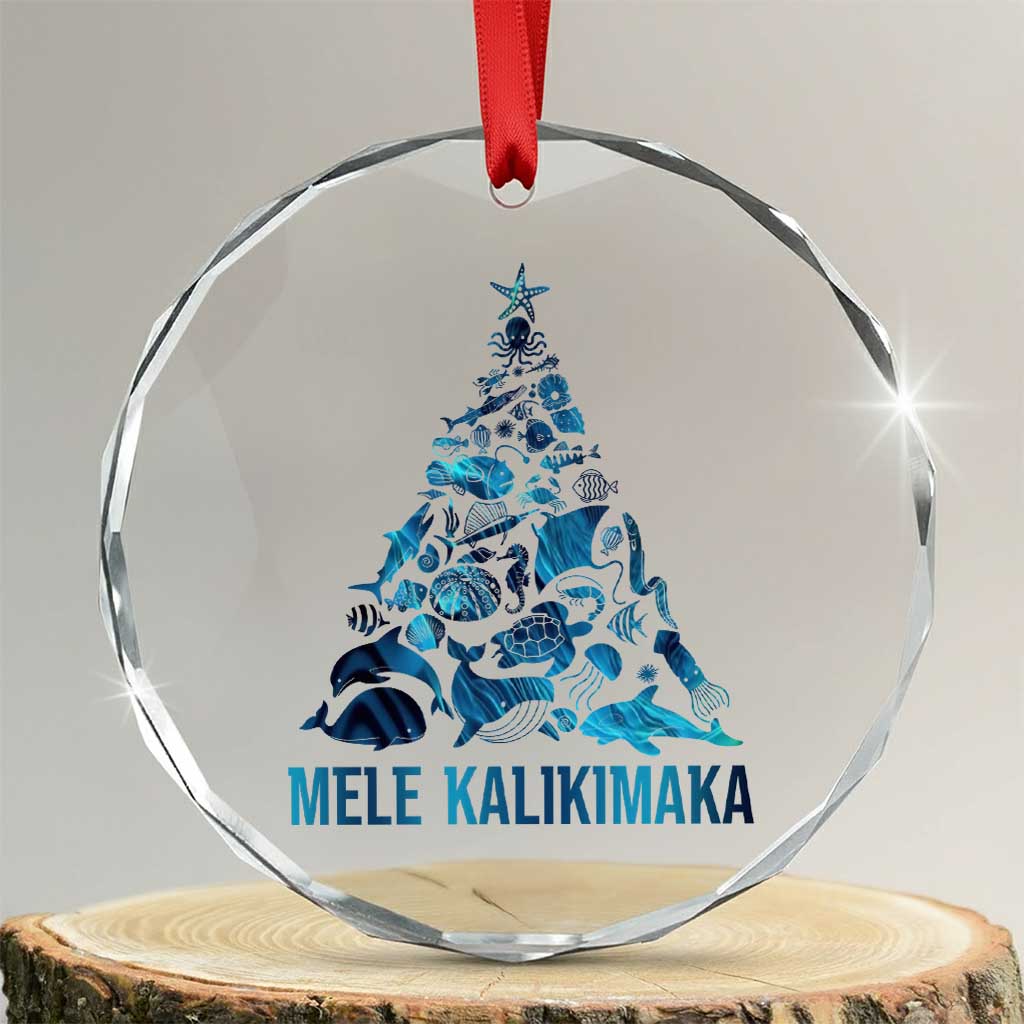 Christmas In Hawaii Crystal Glass Ornament Mele Kalikimala Sea Animals Xmas Tree - Wonder Print Shop