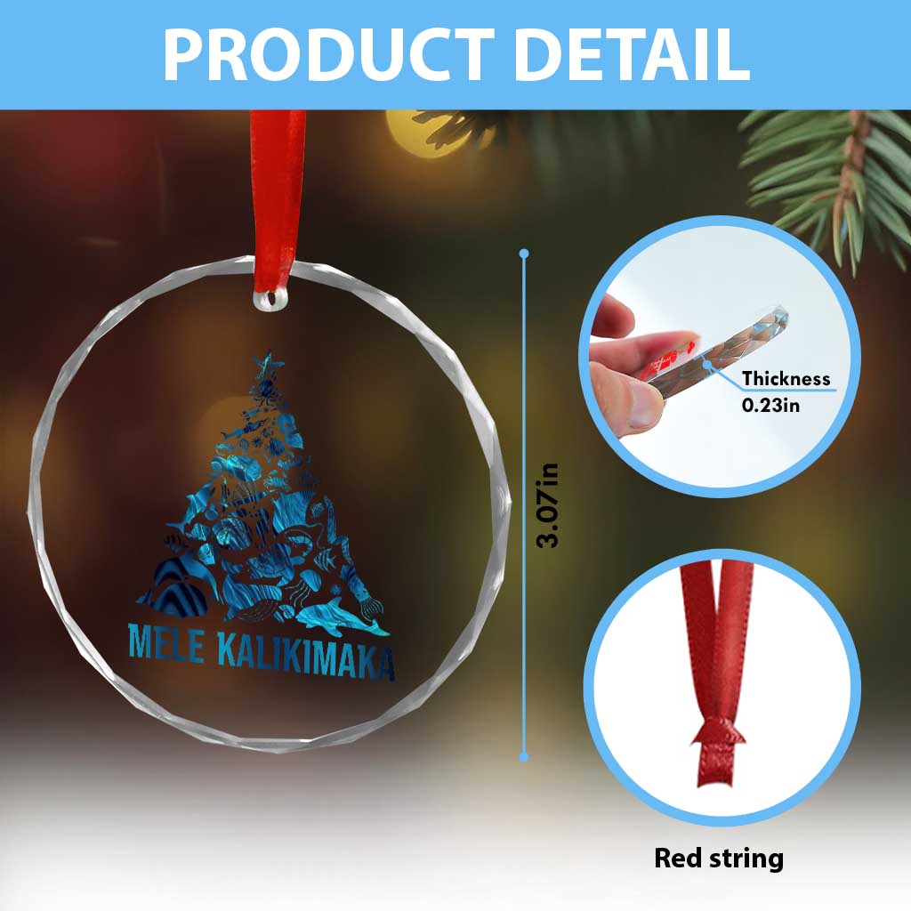 Christmas In Hawaii Crystal Glass Ornament Mele Kalikimala Sea Animals Xmas Tree - Wonder Print Shop