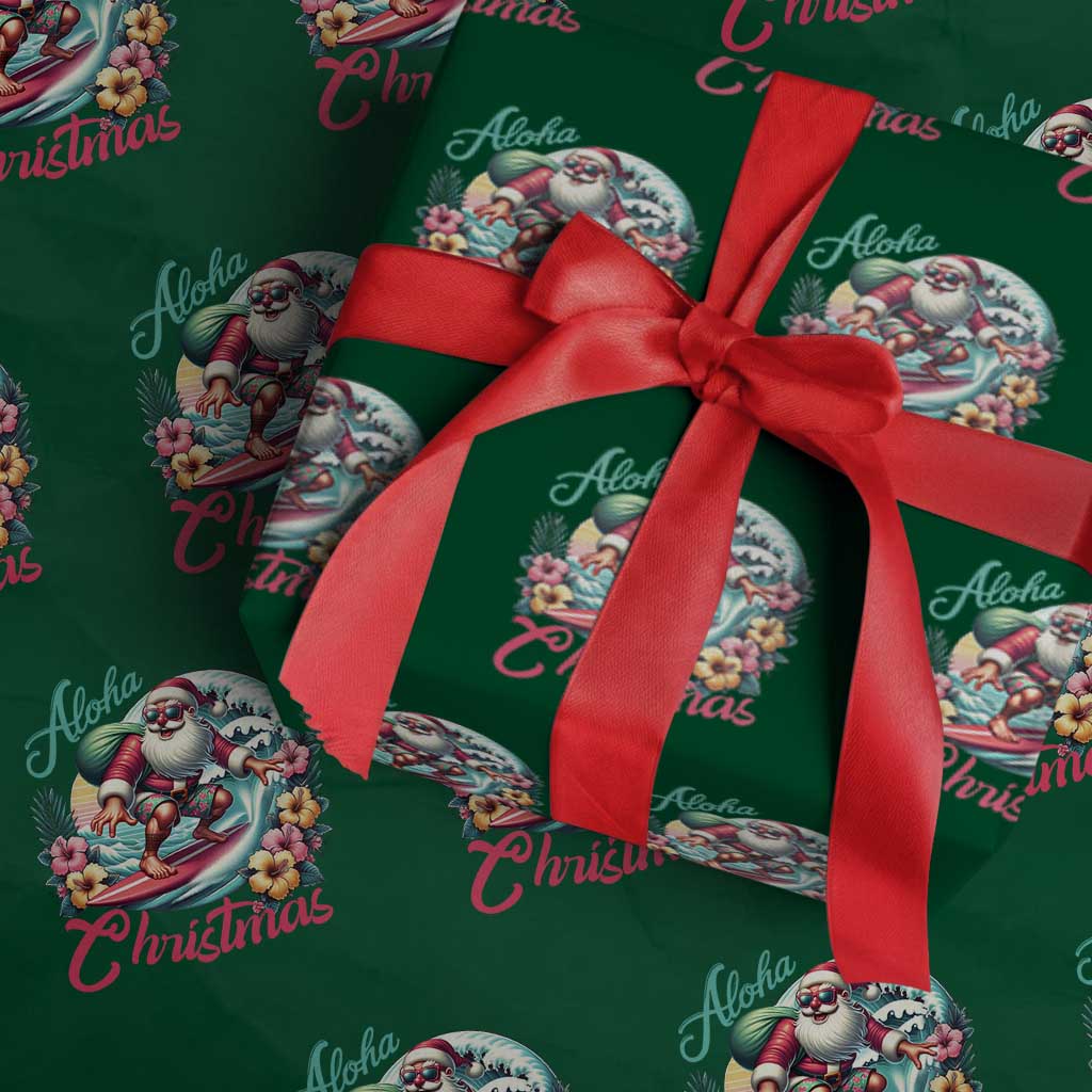Christmas In Hawaii Wrapping Paper Roll Aloha Christmas Santa Surfing Hibiscus Flower - Wonder Print Shop