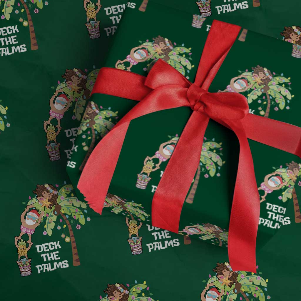 Christmas In Hawaii Wrapping Paper Roll Deck The Palms Santa Hula Girl Tiki - Wonder Print Shop