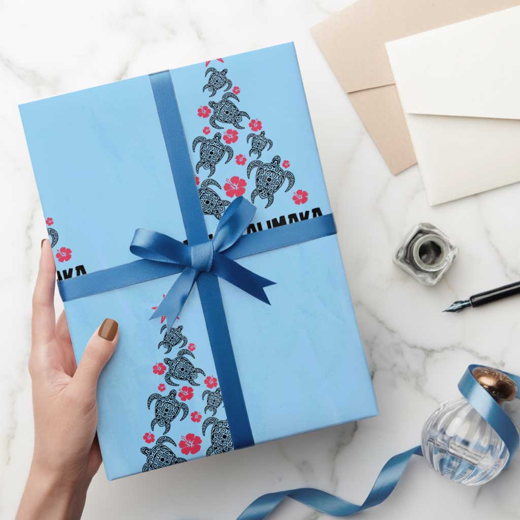 Christmas In Hawaii Wrapping Paper Roll Mele Kalikimaka Kakau Tattoo Turtle Christmas Tree - Wonder Print Shop