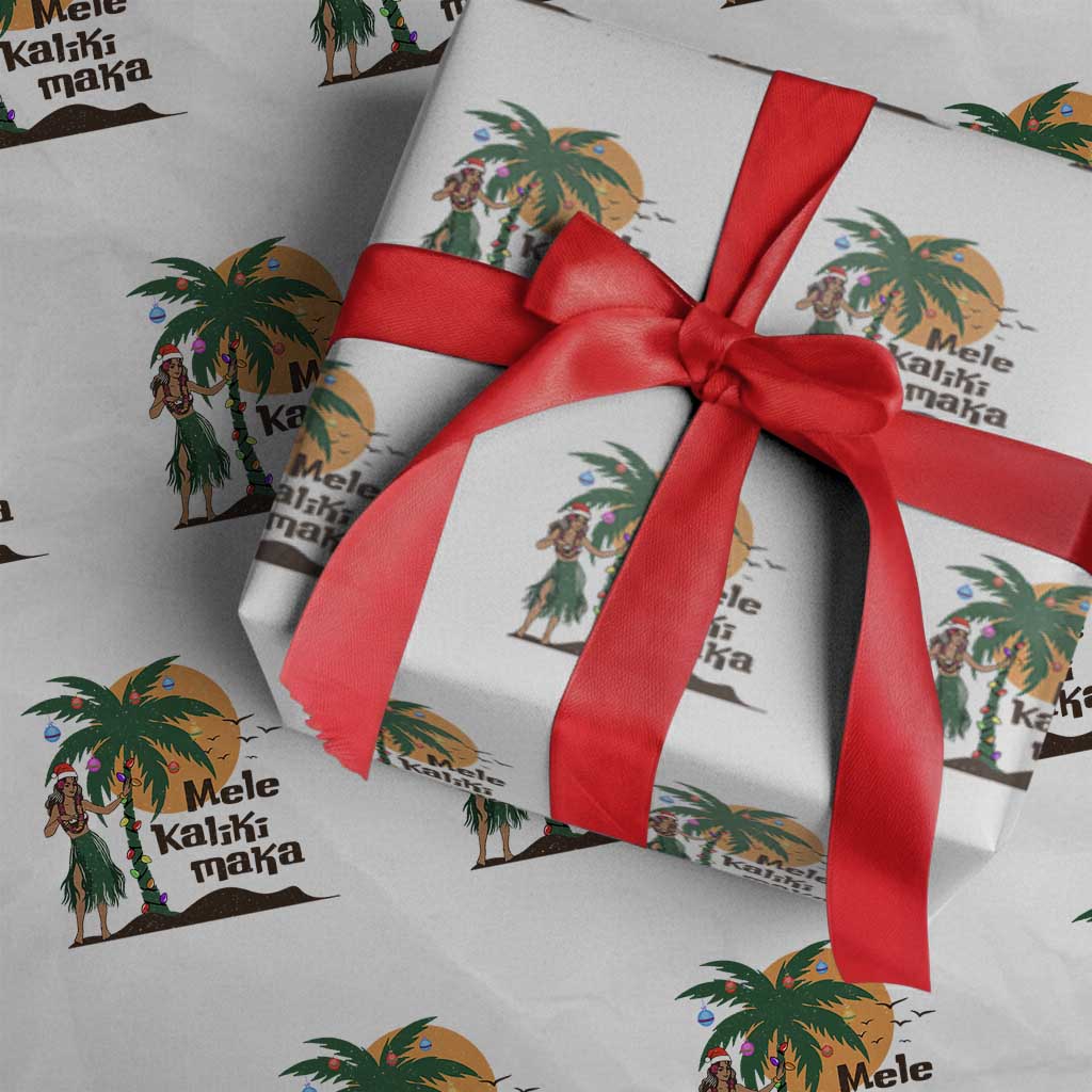 Christmas In Hawaii Wrapping Paper Roll Mele Kalikimaka Retro Hula Girls Santa Hat Xmas - Wonder Print Shop