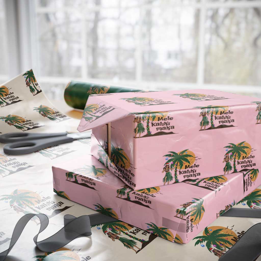 Christmas In Hawaii Wrapping Paper Roll Mele Kalikimaka Retro Hula Girls Santa Hat Xmas - Wonder Print Shop