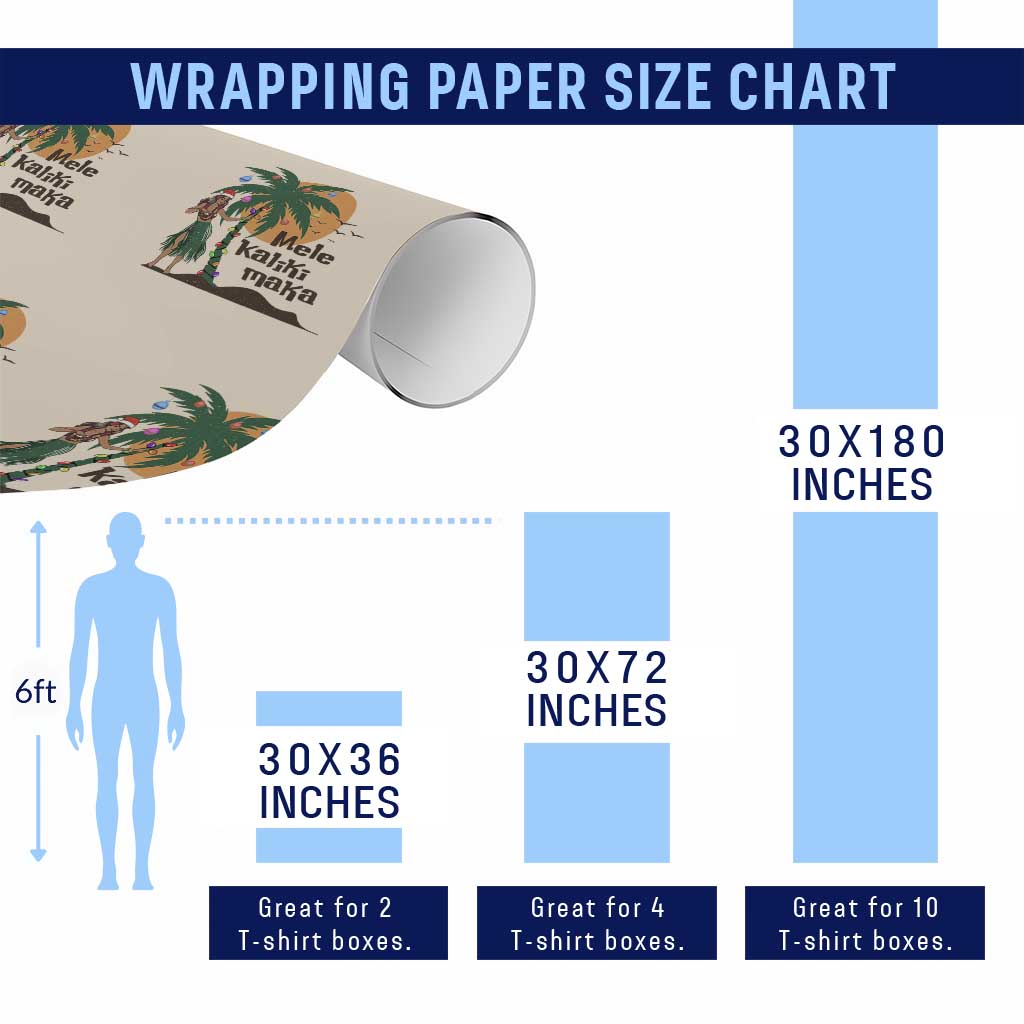 Christmas In Hawaii Wrapping Paper Roll Mele Kalikimaka Retro Hula Girls Santa Hat Xmas - Wonder Print Shop