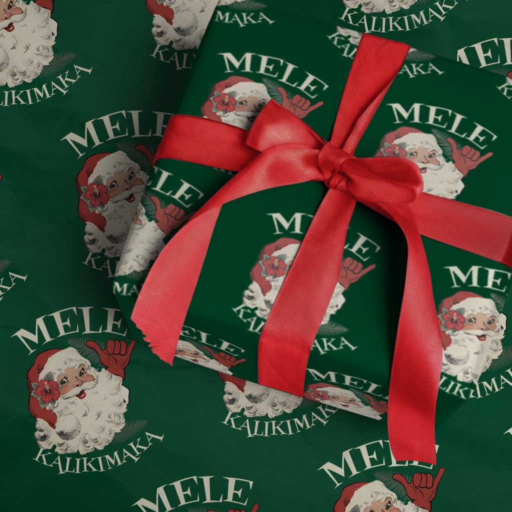 Christmas In Hawaii Wrapping Paper Roll Mele Kalikimaka Retro Santa Shaka Aloha Xmas - Wonder Print Shop