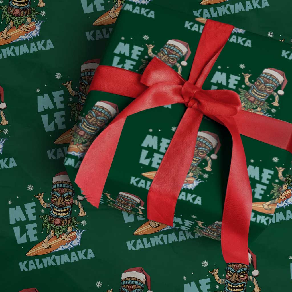 Christmas In Hawaii Wrapping Paper Roll Mele Kalikimaka Santa Tiki Surfing Kakau Tattoo - Wonder Print Shop