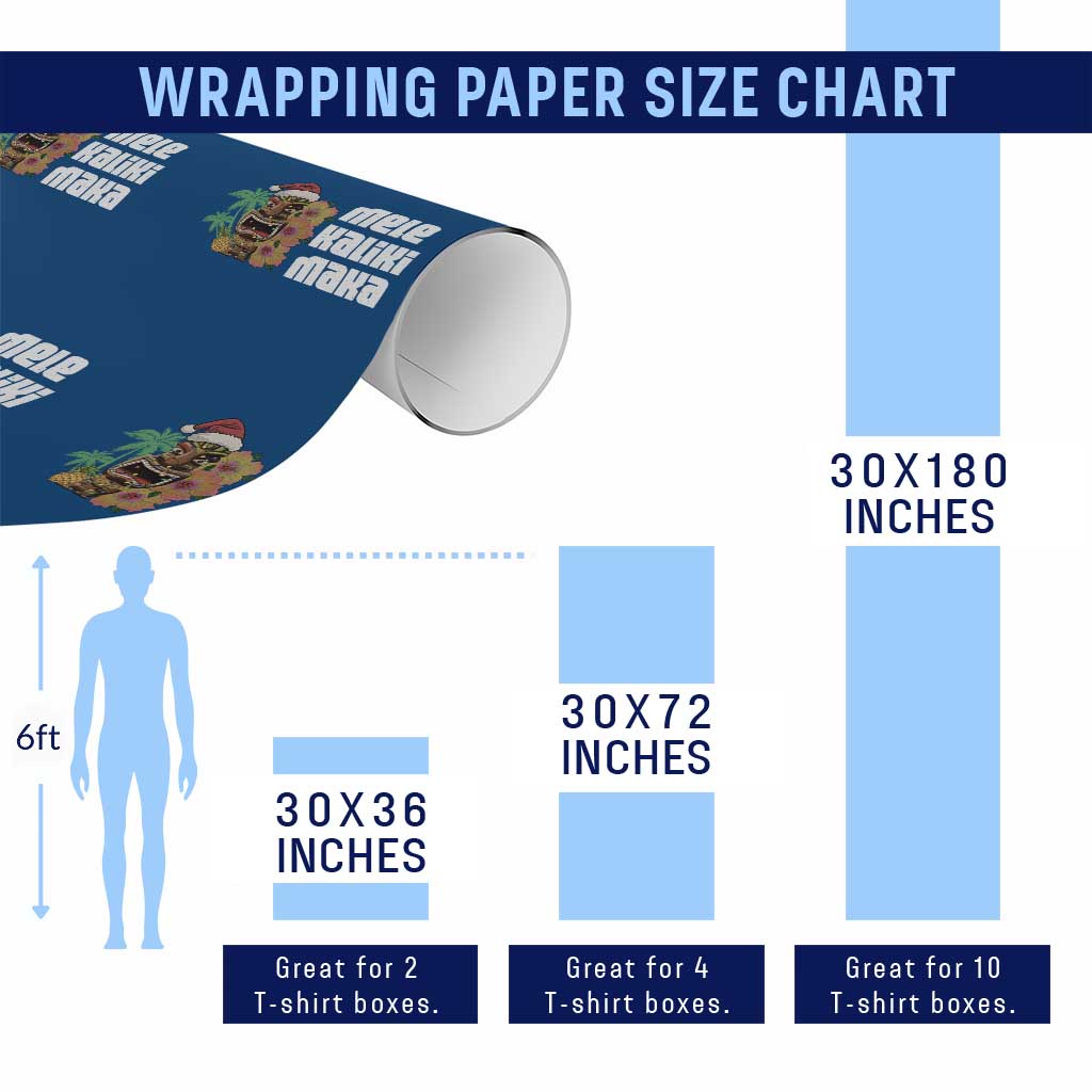 Christmas In Hawaii Wrapping Paper Roll Mele Kalikimaka Tiki Hibiscus Flower Santa Hat - Wonder Print Shop