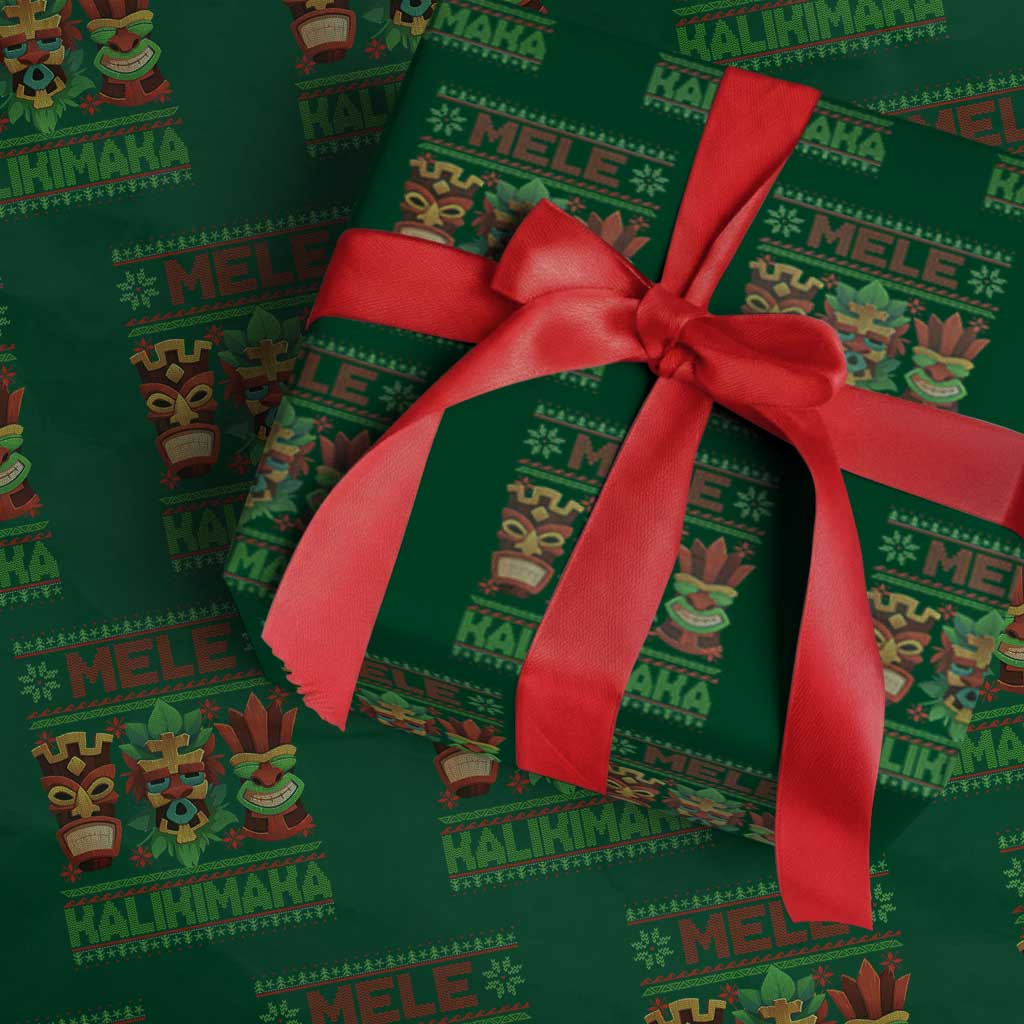 Christmas In Hawaii Wrapping Paper Roll Mele Kalikimaka Ugly Tikis Kakau Tattoo - Wonder Print Shop