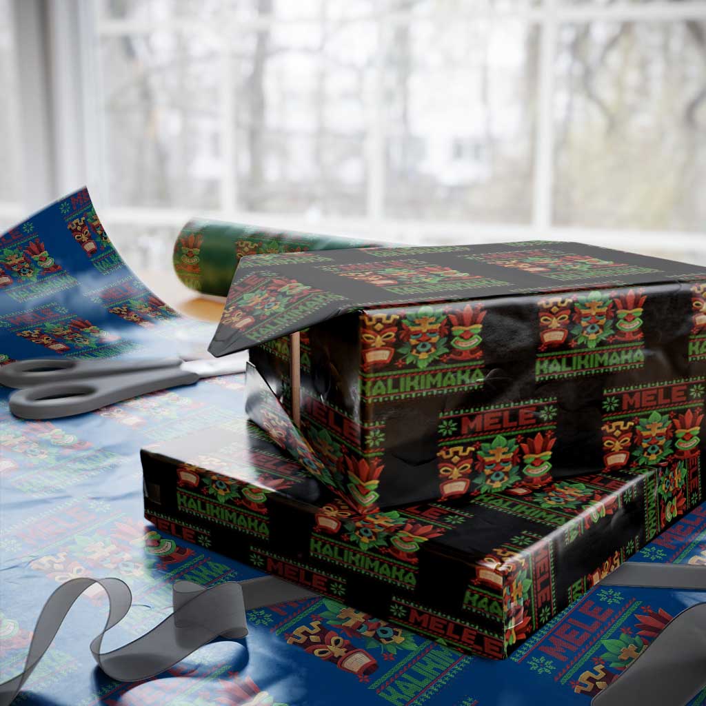 Christmas In Hawaii Wrapping Paper Roll Mele Kalikimaka Ugly Tikis Kakau Tattoo - Wonder Print Shop