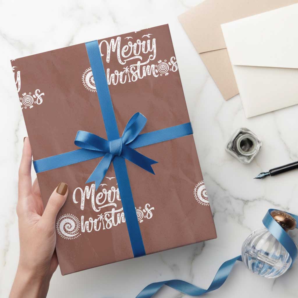 Christmas In Hawaii Wrapping Paper Roll Merry Christmas Hawaiian Symbols - Wonder Print Shop