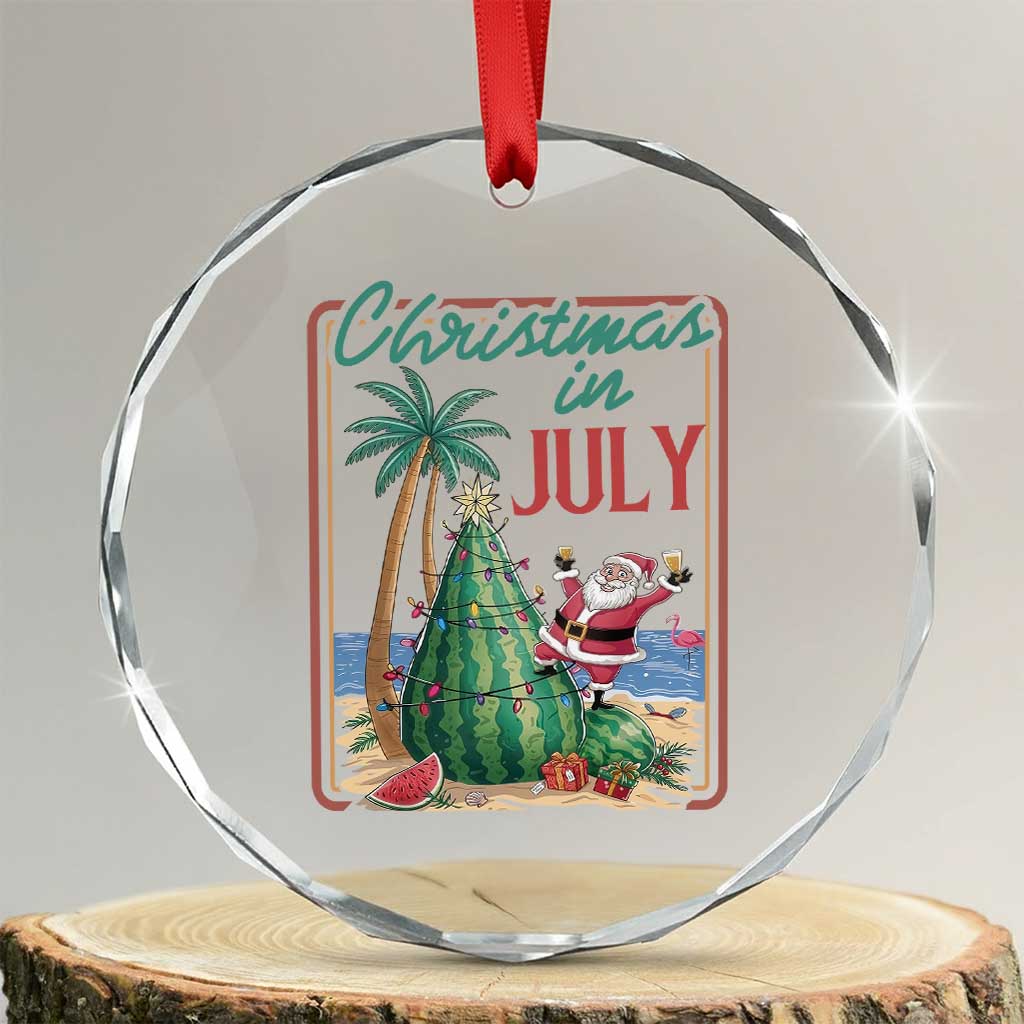 Christmas In July Crystal Glass Ornament Funny Santa Watermelon Xmas Tree